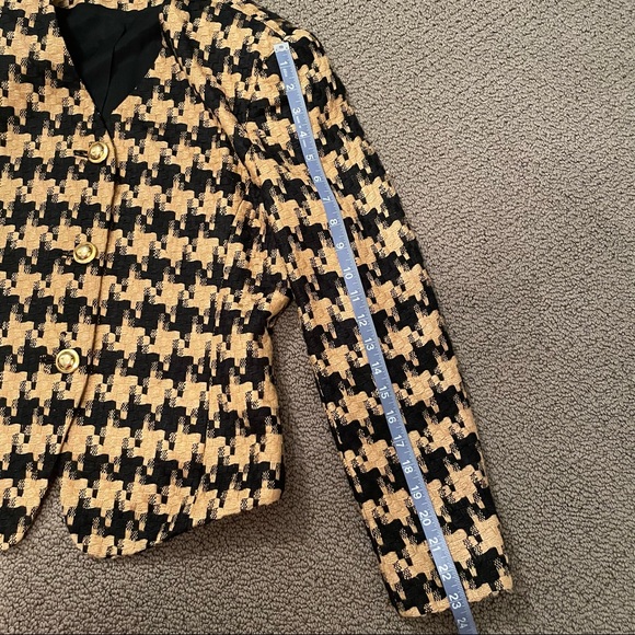 Doncaster Vintage 100% 💯 Woven Silk Jacket Career Blazer Black Gold Lined 8 - Picture 11 of 12